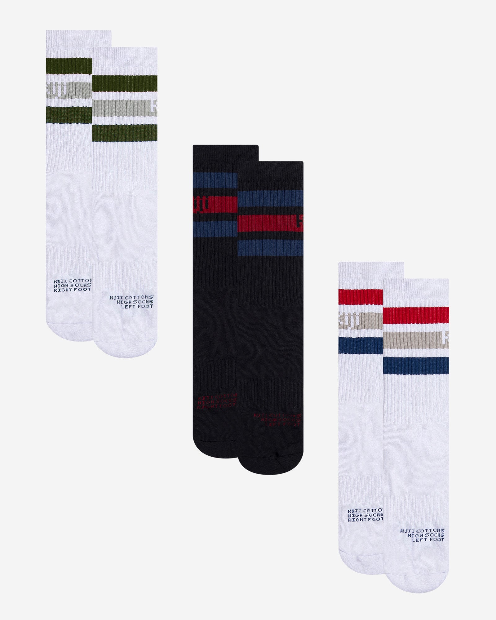 Pack 3 Meias Cano Alto Kiji Stripes SK8