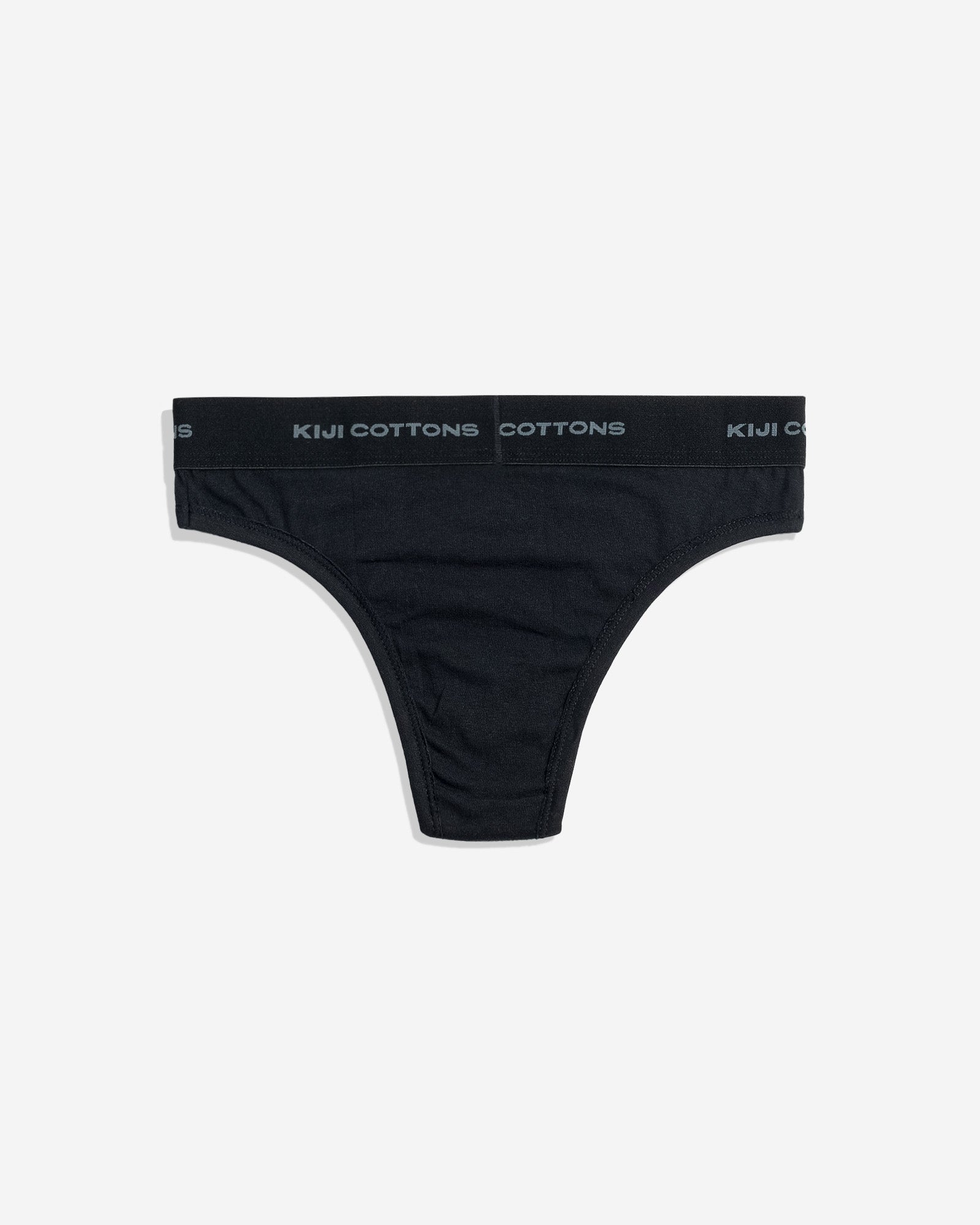 Uma unidade da calcinha Kiji 100% algodão na cor preta vista de costas
