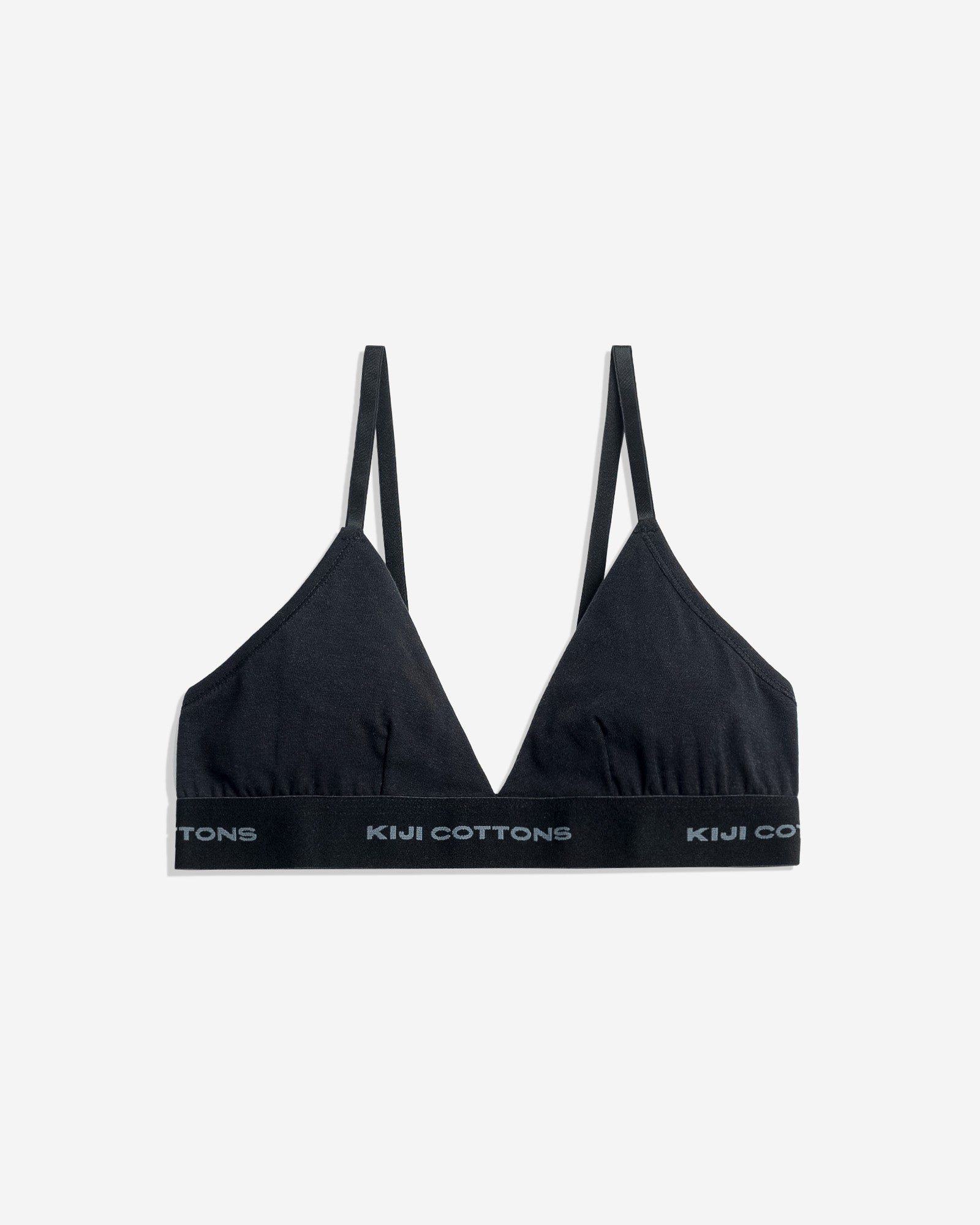 Uma unidade do Top V Kiji 100% algodão na cor preta vista de frente