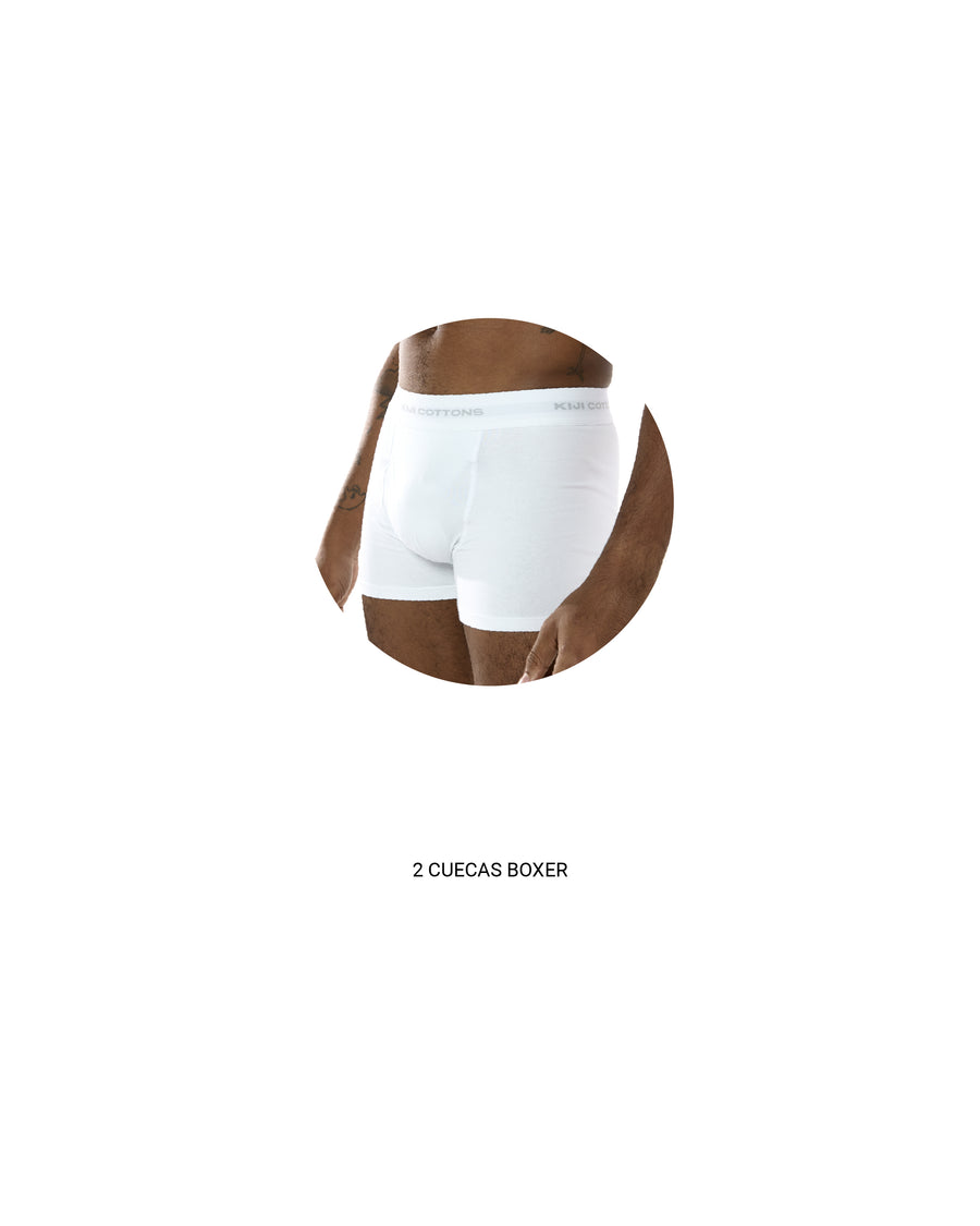 Pack 2 Cuecas Boxer Kiji - Branco