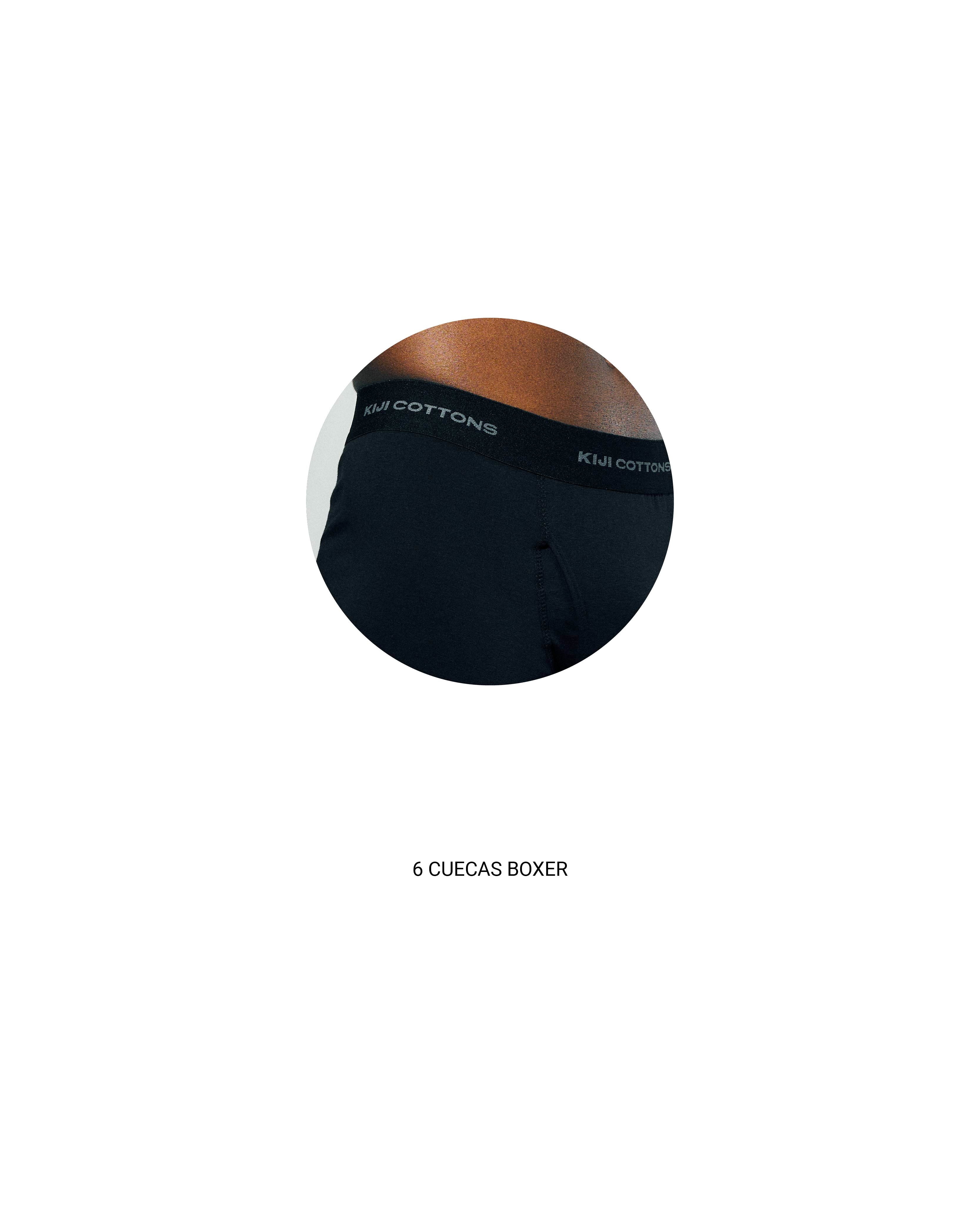 Pack 6 Cuecas Boxer Kiji - Preto