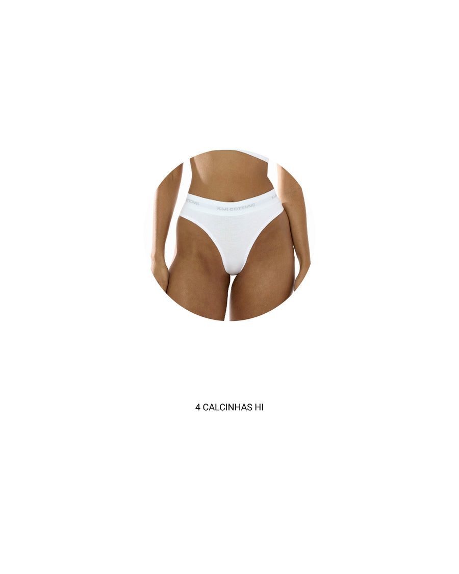 Pack 4 Calcinha Hi Kiji - Branco