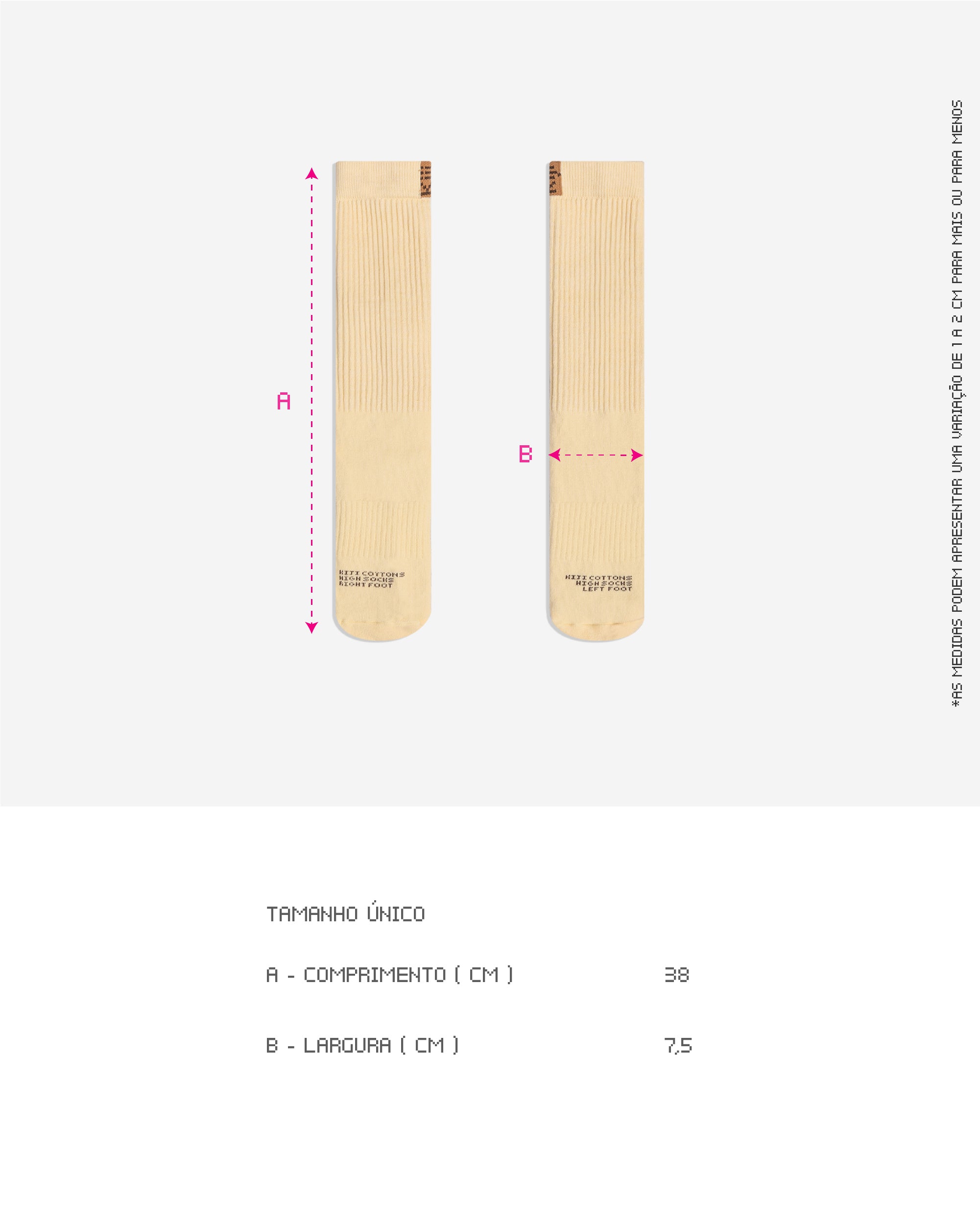 Meia Cano Alto Kiji Flag - Creme