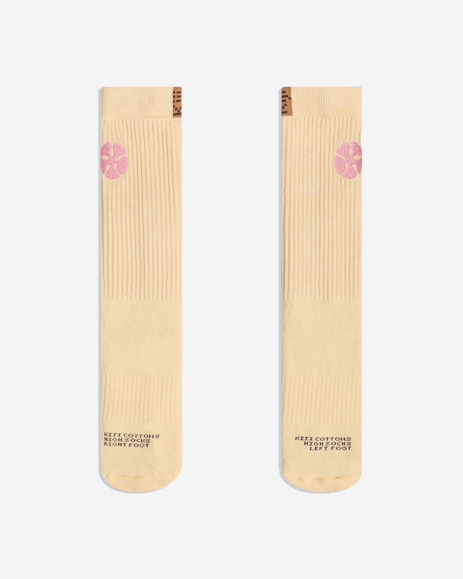 Meia Cano Alto Flag Kiji x Maxime Hibisco - Creme