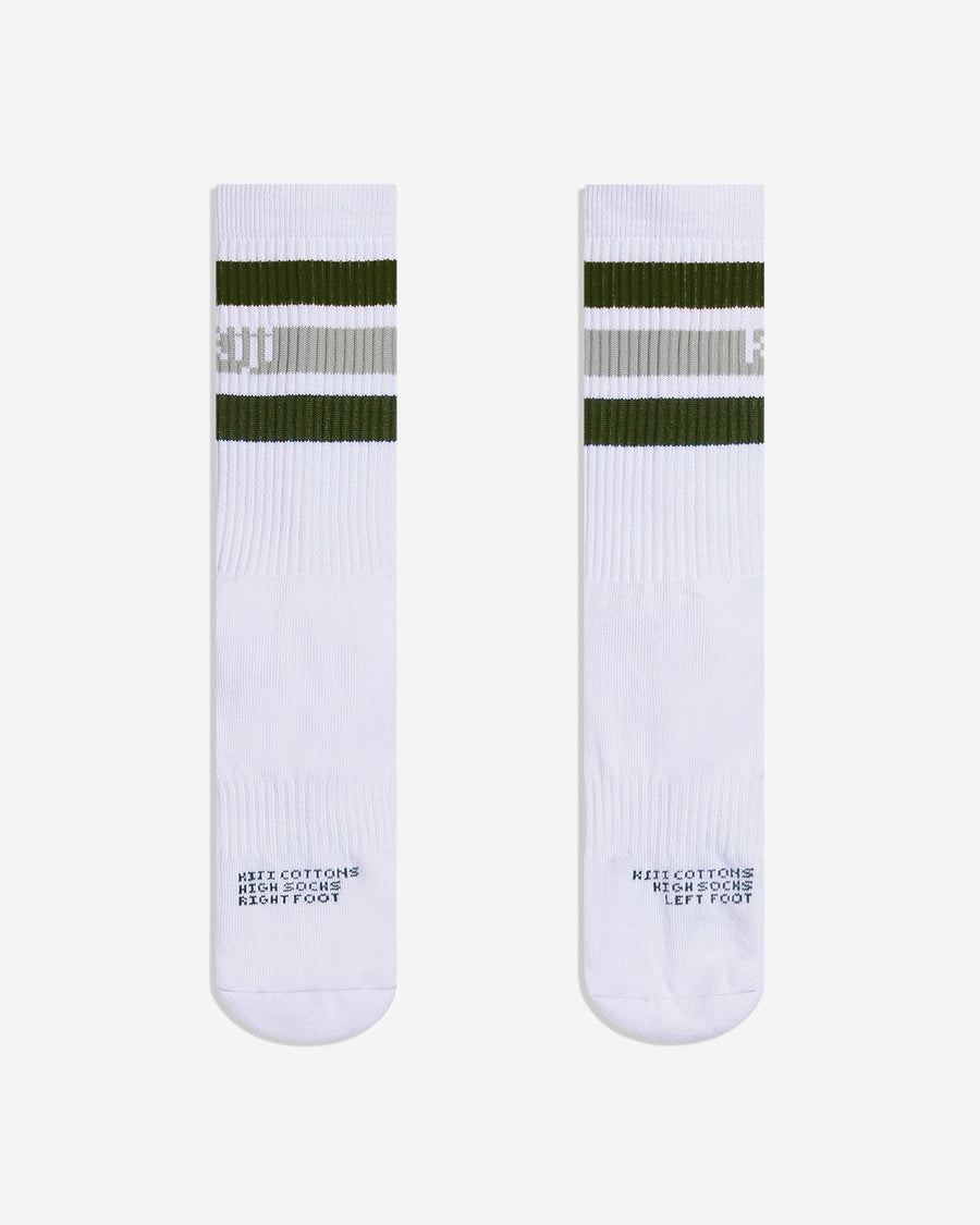 Meia Cano Alto Stripes SK8 - Branco / Verde