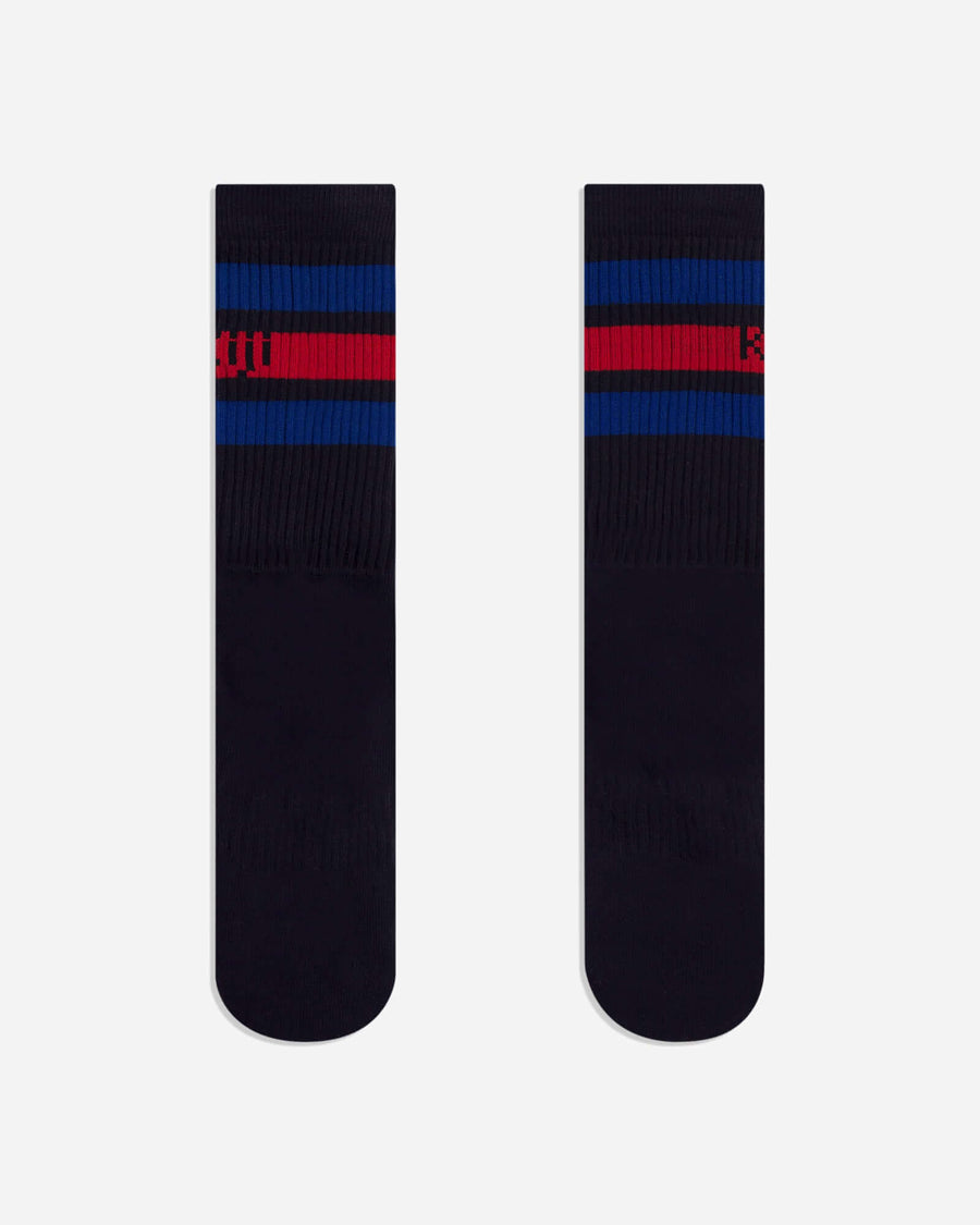 Meia Cano Alto Stripes SK8 - Preto / Vermelho e Azul