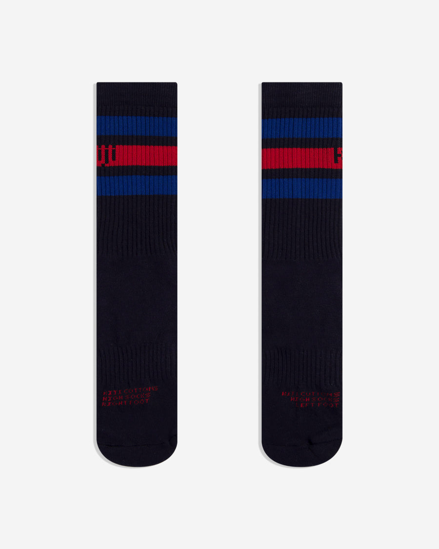 Meia Cano Alto Stripes SK8 - Preto / Vermelho e Azul